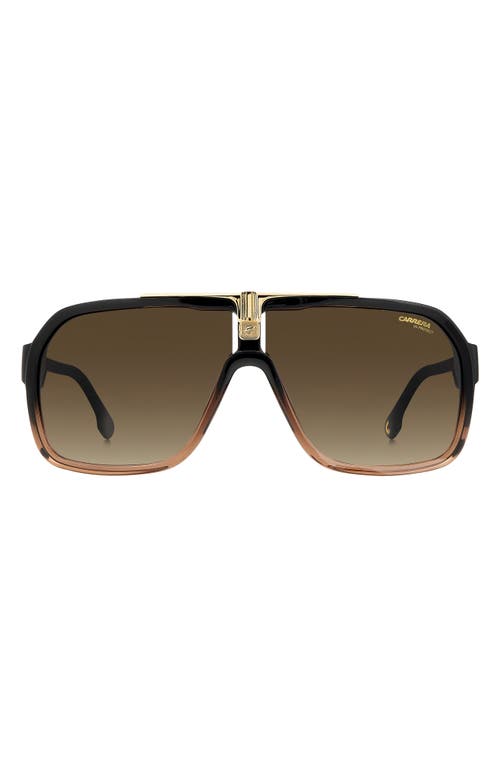 Carrera Eyewear 57mm Gradient Flat Top Sunglasses in Black Brown /Brown Gradient