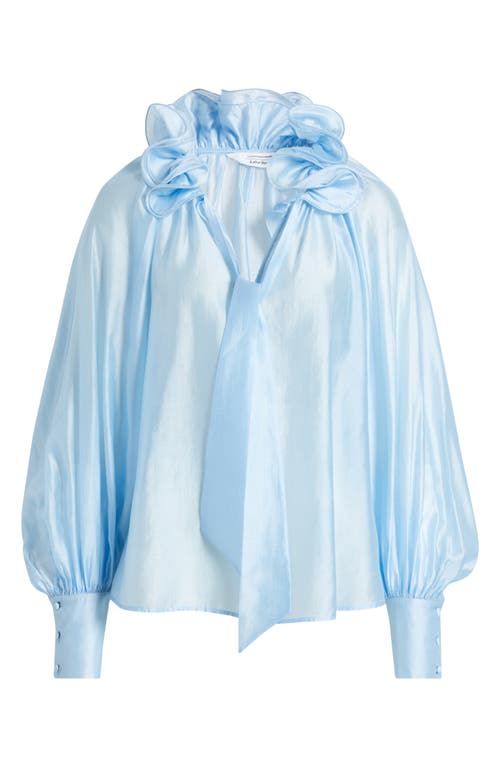 Shop & Other Stories Ruffle Detail Tie Neck Top In Blue