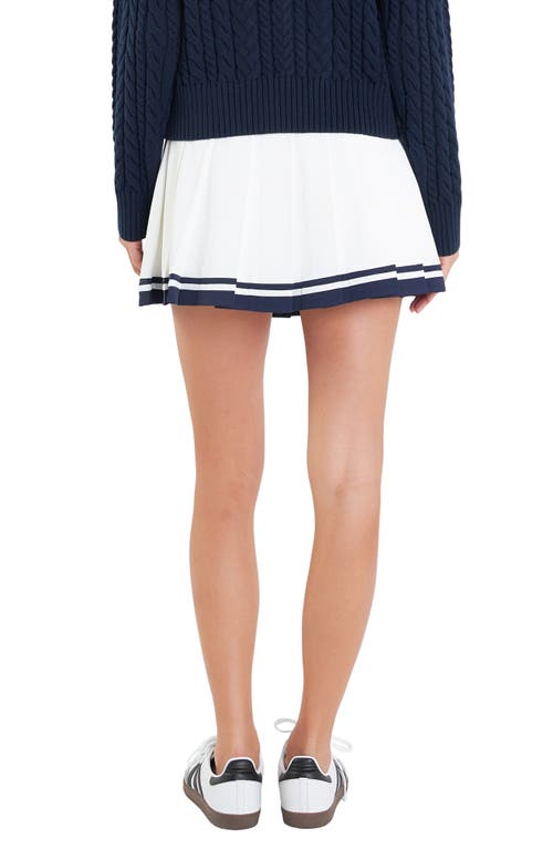 English Factory Sports Club Pleated Miniskort In White/ Navy