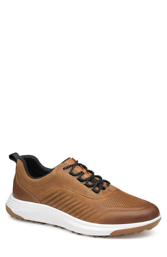 Shop Johnston & Murphy Amherst Gl1 Luxe Hybrid Waterproof Golf Sneaker In Tan Oiled Waterproof Full