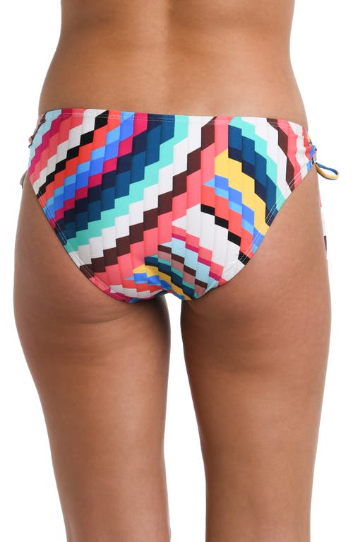 Shop La Blanca Slice Side Tie Hipster Swim Bottoms In Blue/green Multi