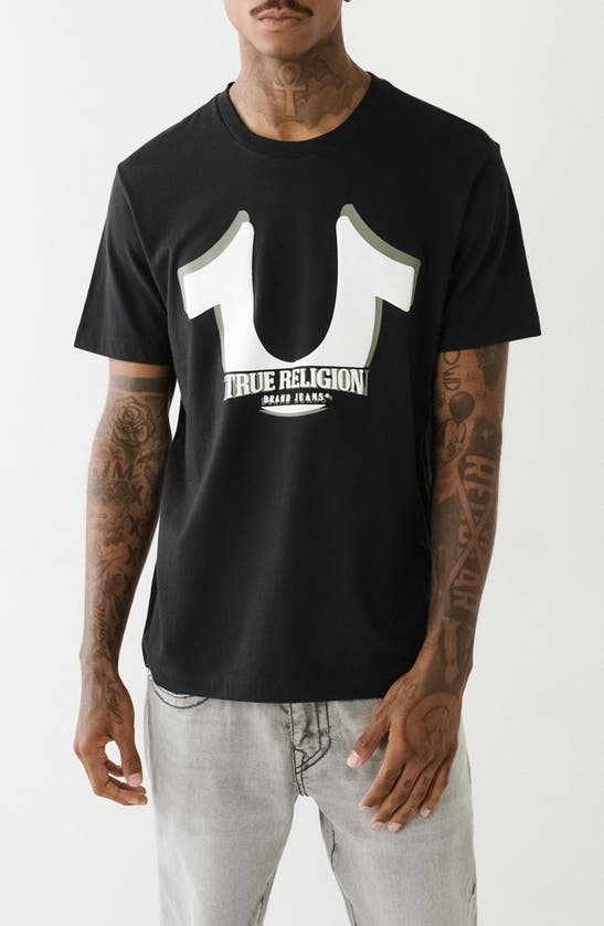 True Religion Brand Jeans Tr Cotton Crew Graphic T-shirt In Jet Black