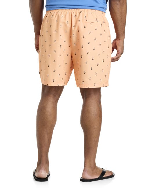 Shop Nautica Anchor Print Swim Trunks In Orange