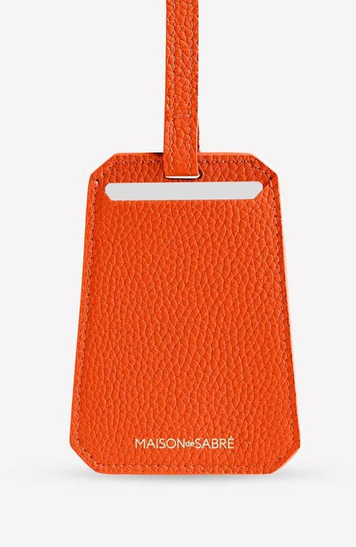 Shop Maison De Sabre Maison De Sabré Leather Luggage Tag In Manhattan Orange