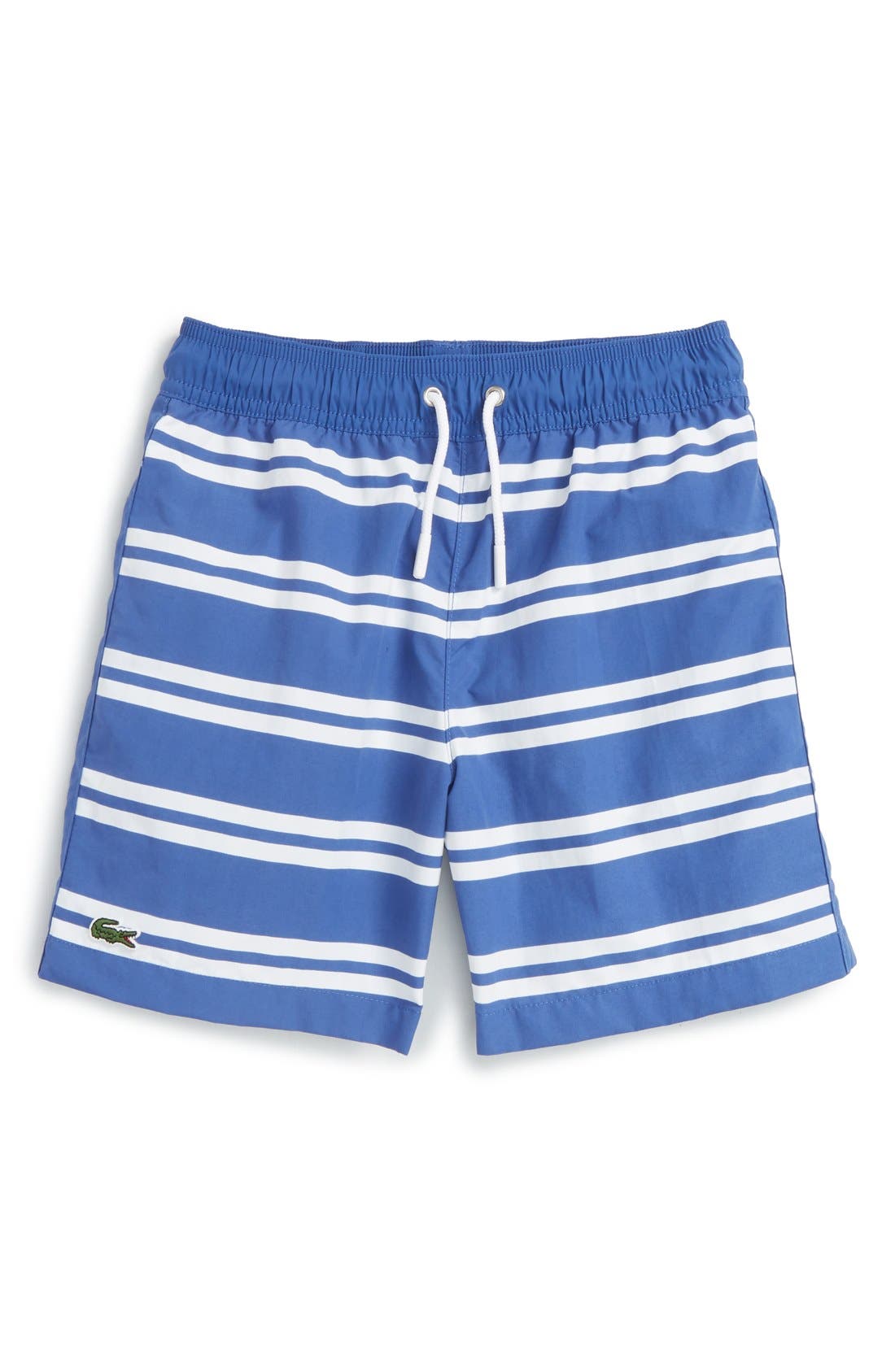 lacoste striped swim shorts
