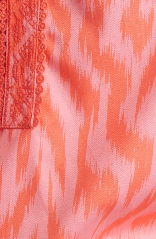 Shop Wit & Wisdom Print Cotton Blend Top In Pink/ Papaya Multi