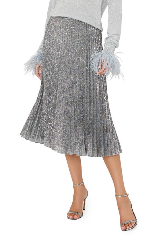 MILLY RAYLA SEQUIN PLEATED MIDI SKIRT