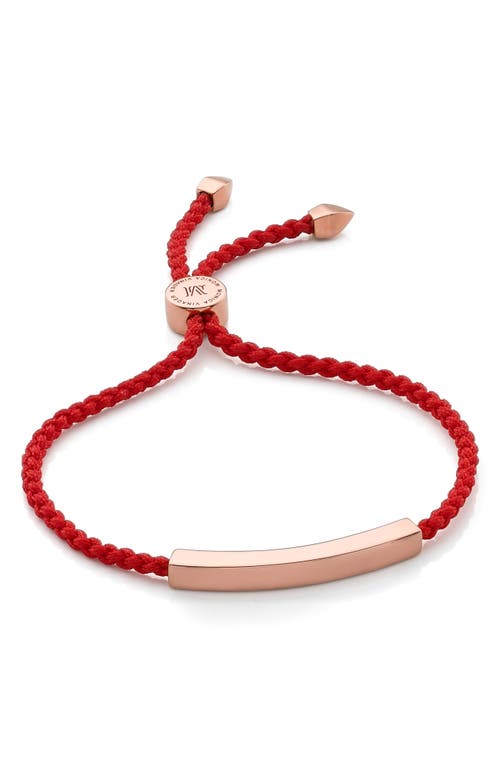 Monica Vinader Engravable Linear Friendship Bracelet In Rose Gold/coral