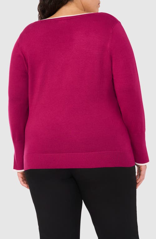 Shop Halogenr Halogen(r) Tipped Split Cuff V-neck Sweater In Raspberry Radiance Purple