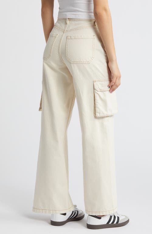 Shop Pacsun High Waist Wide Leg Cargo Pants In Bone White