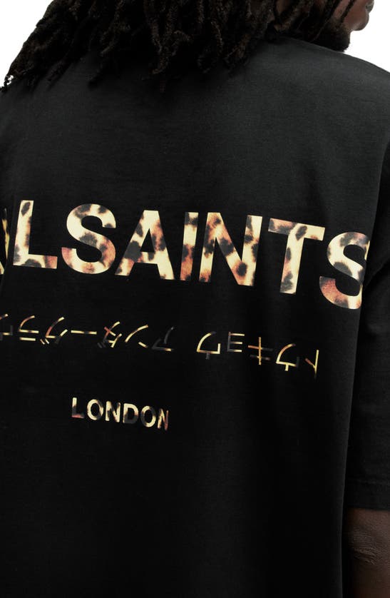 Shop Allsaints Underground Oversize Organic Cotton Graphic T-shirt In Leopard/ Black