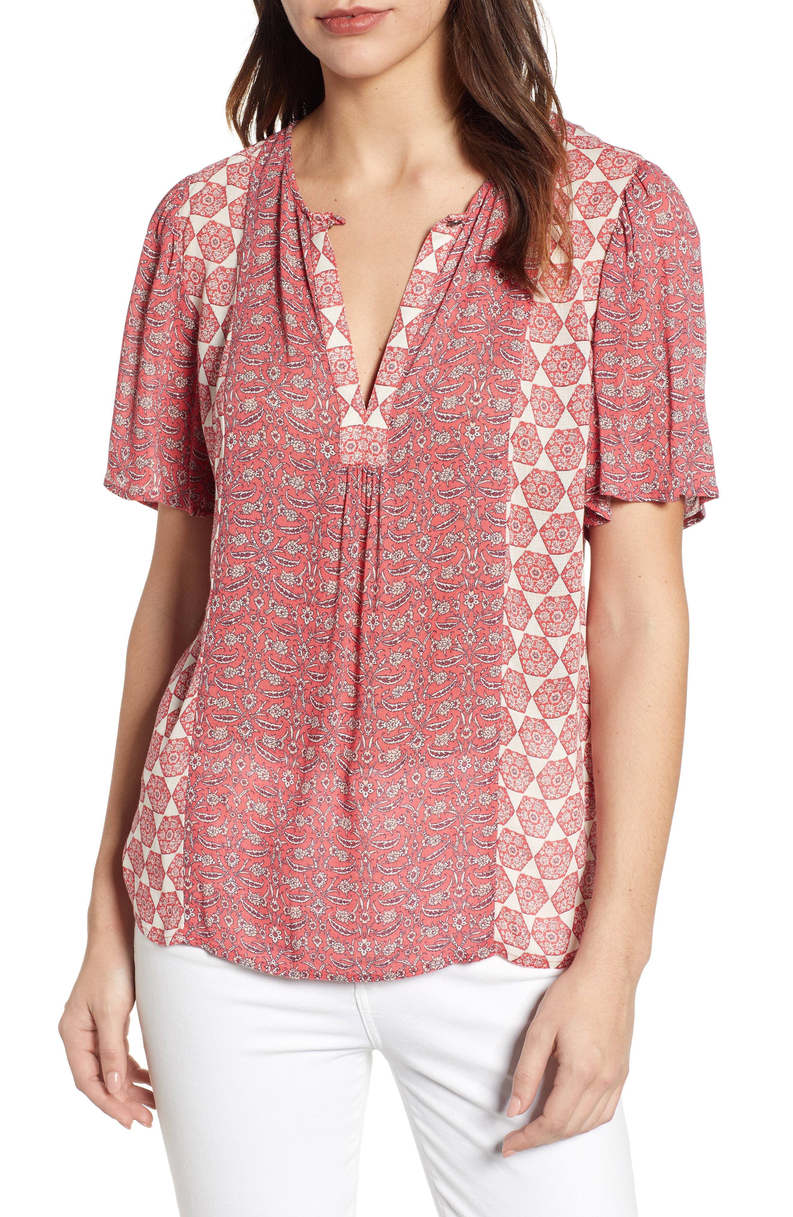 lucky brand flutter sleeve top