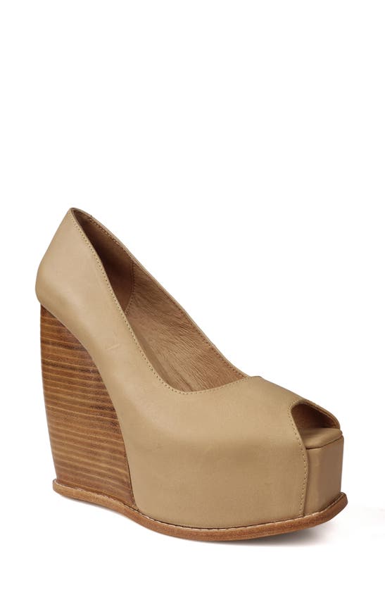 Zigi Milluh Peep Toe Platform Wedge Sandal In Nude Lthr