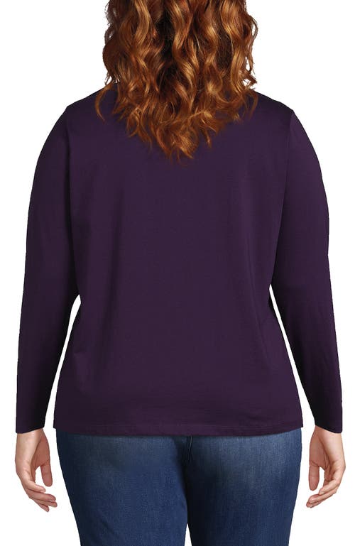 Shop Lands' End Plus Size Relaxed Supima Cotton Long Sleeve Crew Neck T-shirt In Blackberry