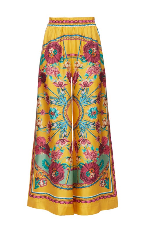 La Doublej Graphic-print Silk Palazzo Pants In Zodiac Placée Marigold