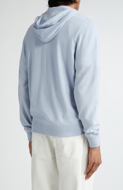 Shop Brunello Cucinelli Two-way Zip Cashmere Hoodie In Cxb49 Atlantic/nebbia