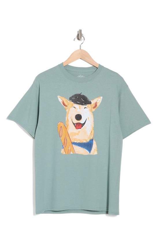 Shop Altru French Dog Cotton Graphic T-shirt In Sage