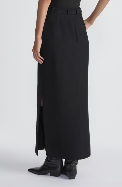 Shop Lafayette 148 New York Belted Wool & Silk Crepe Maxi Skirt In Black