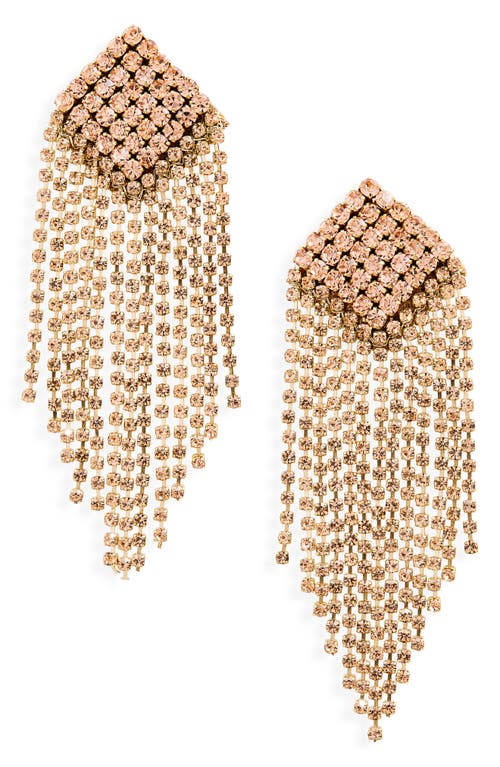 Deepa Gurnani Niomi Crystal Fringe Drop Earrings In Peach