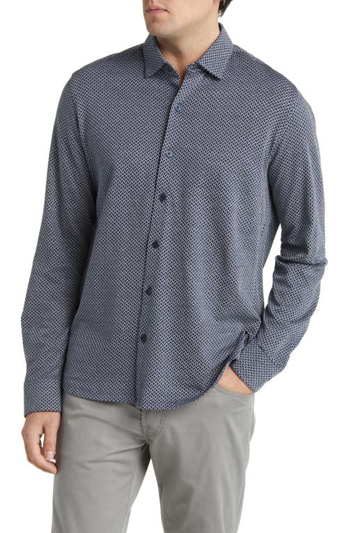 Pambrun Knit Button-Up Shirt in Navy