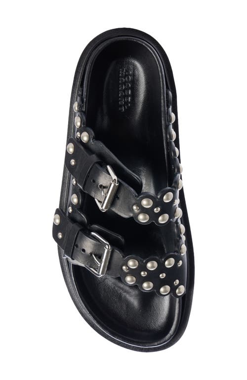 Shop Isabel Marant Lennya Studded Slide Sandal In Black/silver