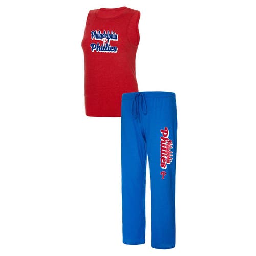 Women's Concepts Sport Royal/Red Philadelphia Phillies Wordmark Meter Muscle Tank Top & Pants Sleep Set
