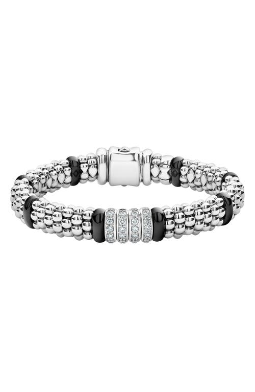 LAGOS Black Caviar Diamond -Link Bracelet in Silver/Black Ceramic/Diamond at Nordstrom