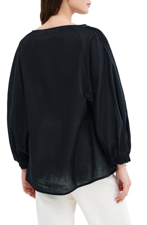 Shop Marcella Kissena Cotton Popover Top In Black