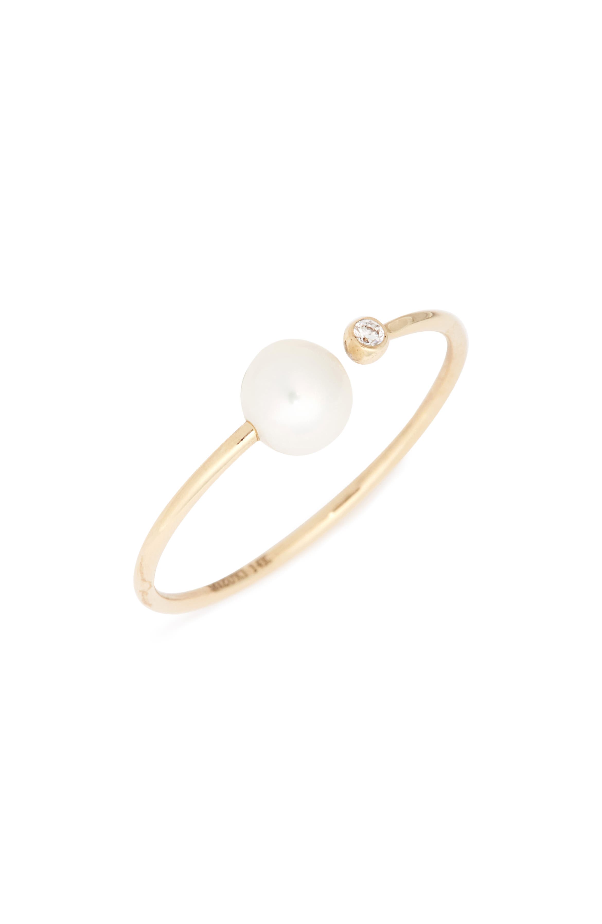 Mizuki Sea of Beauty Pearl & Diamond Open Stack Ring | Nordstrom
