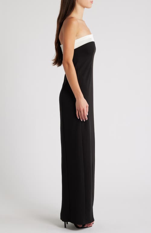 Lulus Elevated Element Strapless Gown In Black/white