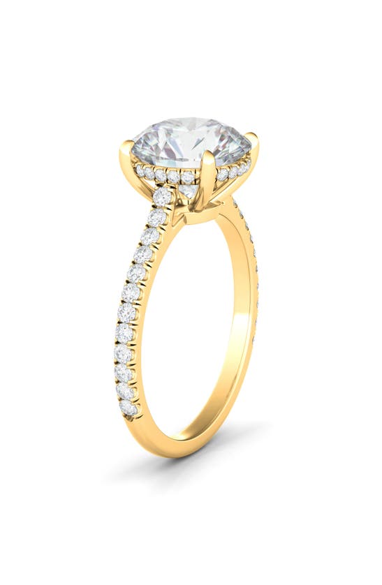 Hautecarat 18k White Gold Round Cut Lab Created Diamond Engagement Ring In 18k Yellow Gold