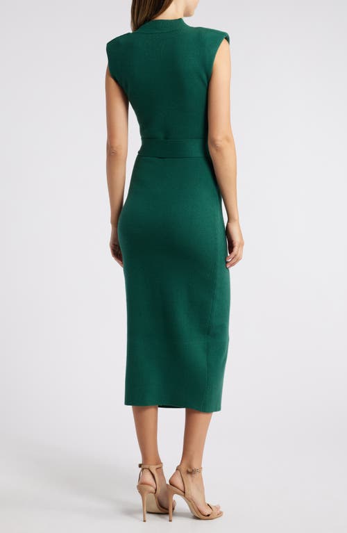 Shop Zoe And Claire Mock Neck Sleeveless Midi Sweater Dress In Hunter Green