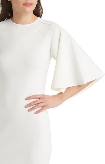 Lounia Fluted Sleeve Body-Con Sweater Dress