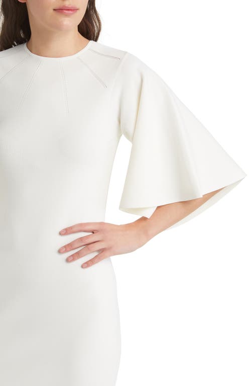 Ted Baker Lounia Fluted Sleeve Bodycon Midi Dress In White