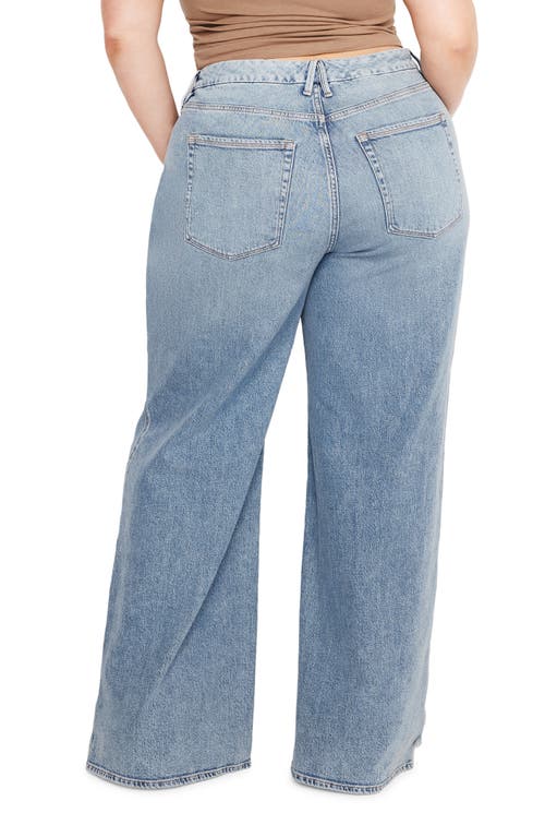 Shop Good American Good Skate Ripped Hem Wide Leg Jeans In Indigo667