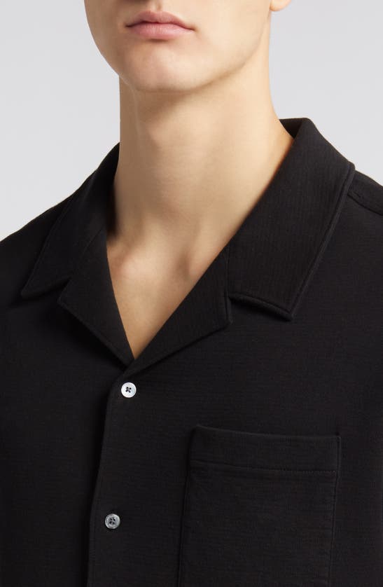 Shop Frame Duo Fold Relaxed Short Sleeve Button-up Shirt In Black