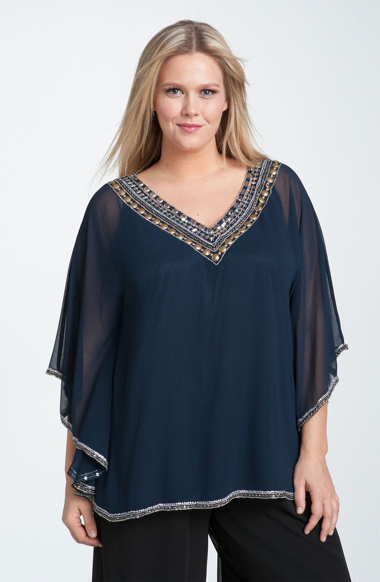 Adrianna Papell Beaded Chiffon Circle Top (Plus) | Nordstrom