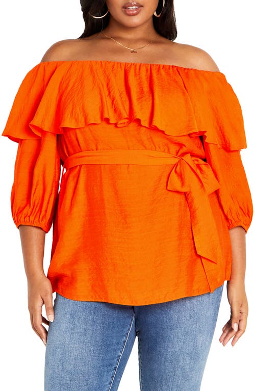 City Chic Callie Tie Waist Off the Shoulder Top at