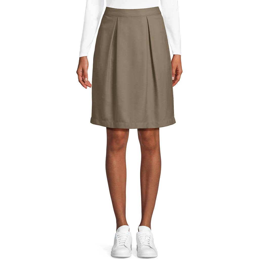 Lands' End School Uniform Solid Pleated Skort Top Of Knee In Khaki