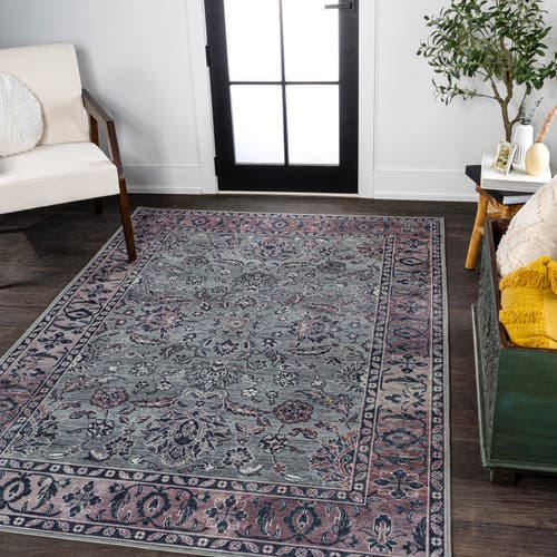 Jonathan Y Victoria Ornate Persian All-over Machine-washable Runner Rug In Purple/gray