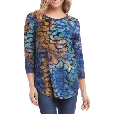 Karen Kane Burnout Shirttail Tee, Blue