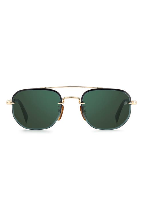 David Beckham Eyewear 53mm Geometric Sunglasses in Gold Havana /Green Mirror