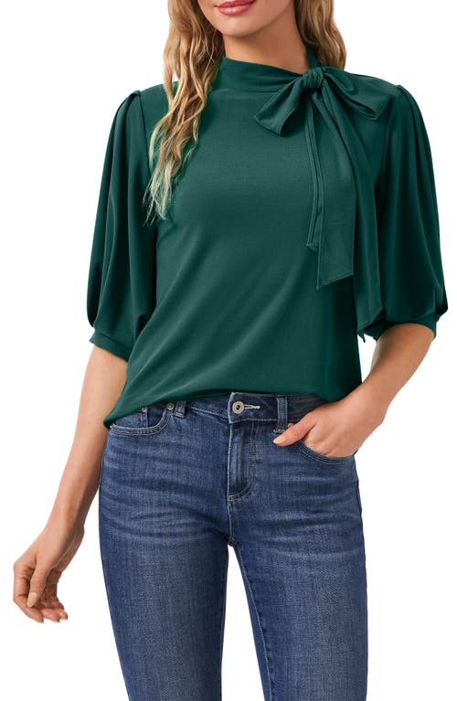 Shop Cece Bow Knit Top In Dark Forest Green