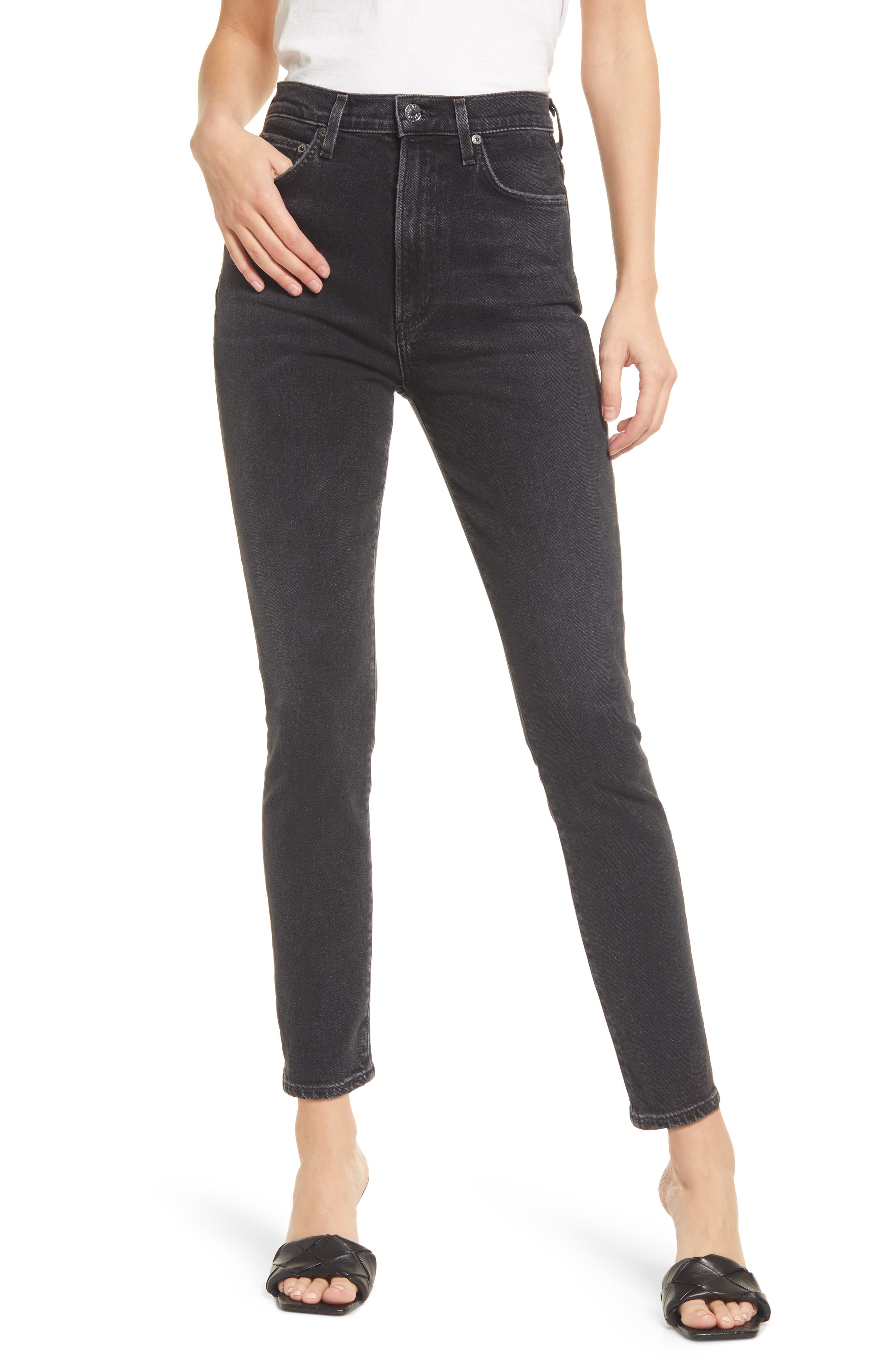 AGOLDE Pinch Waist Super High Waist Organic Cotton Skinny Jeans in Hotline at Nordstrom, Size 29