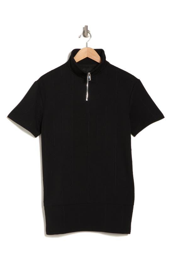 Shop American Stitch Short Sleeve Quarter Zip Polo In Black