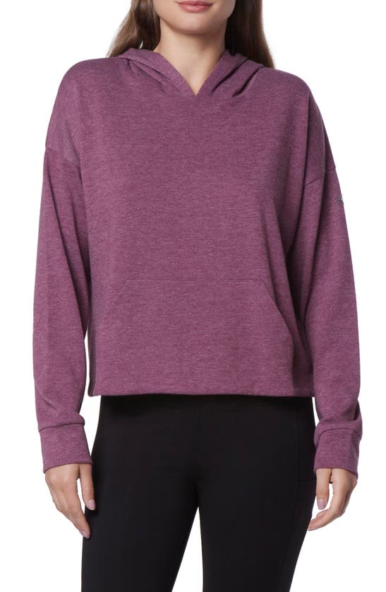 Andrew Marc Sport Long Sleeve Drop Shoulder Hoodie In Burgundy
