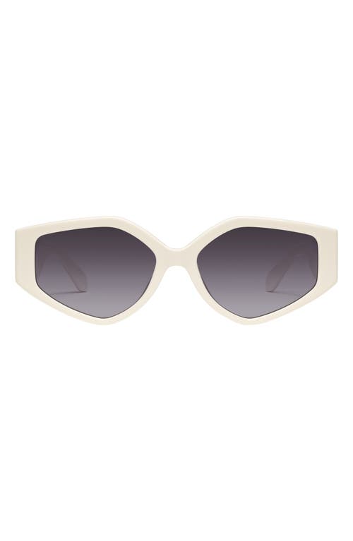 Shop Quay Hot Gossip 44mm Gradient Cat Eye Sunglasses In Bone/smoke