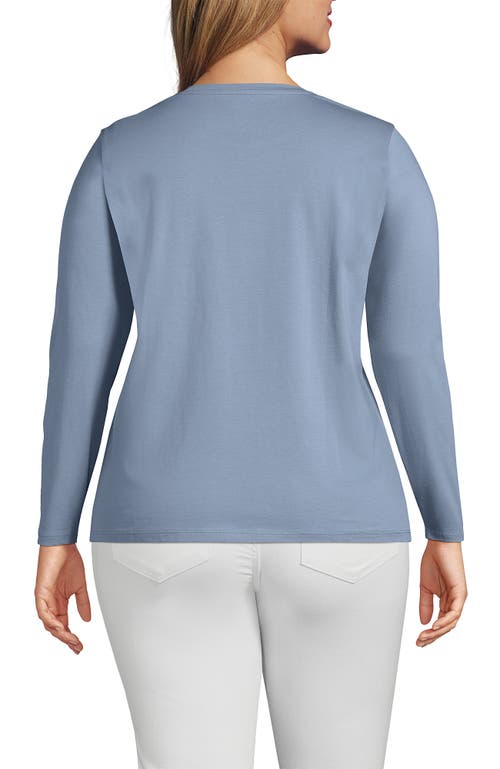 Shop Lands' End Plus Size Relaxed Supima Cotton Long Sleeve Crew Neck T-shirt In Pale Slate Blue