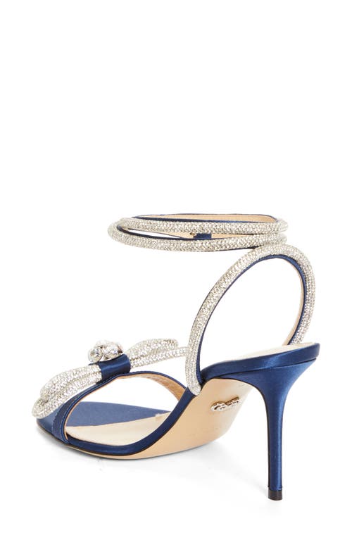 Shop Mach & Mach Double Crystal Bow Sandal In Navy Blue