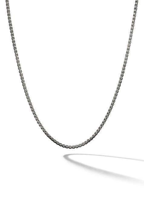 Men's Box Chain Necklace in Sterling Silver, 1.7mm